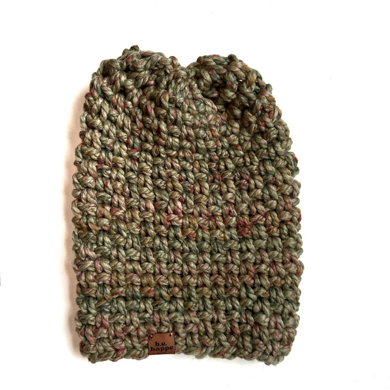 Crochet Simple Slouch Hat | Green Variegated Slouchy Beanie - Adult from b.e.happe 
