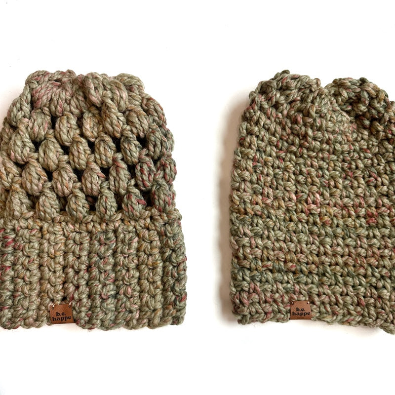 Crochet Slouch Hat | Green Variegated Slouchy Beanie - Adult from b.e.happe 