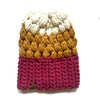 Crochet Puff Stitch Slouch Hat | Pink + Mustard + Cream