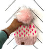 Adult Happe Hearts Pom Hat | Light Pink + Hot Pink