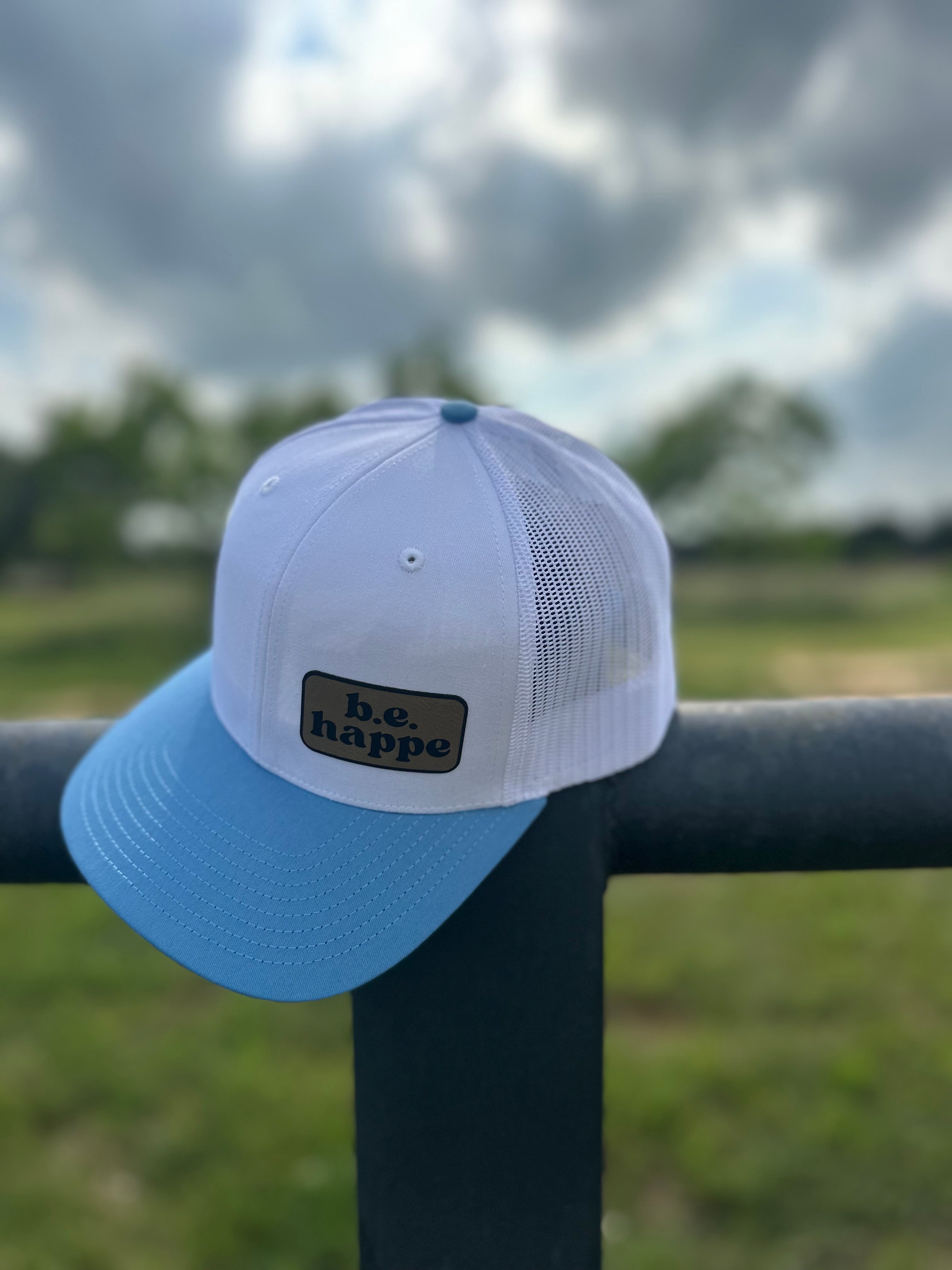 Trucker Snapback Cap | White + Blue - Adult from b.e.happe 