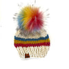 6-12 month Baby Stripe Knit Pom Hat | Off White Rainbow