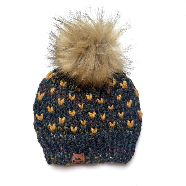 Adult Knit Pom Hat | Yellow Heart Beanie
