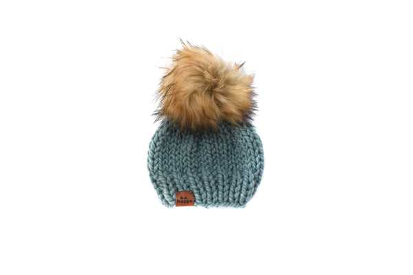 0-3 Month Baby Pom Hat | Succulent Blue Beanie -  from b.e.happe 
