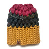 Crochet Puff Stitch Slouch Hat | Mustard Yellow + Bedrock + Pink