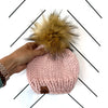 0-3 month Baby Solid Knit Pom Hat | Light Pink