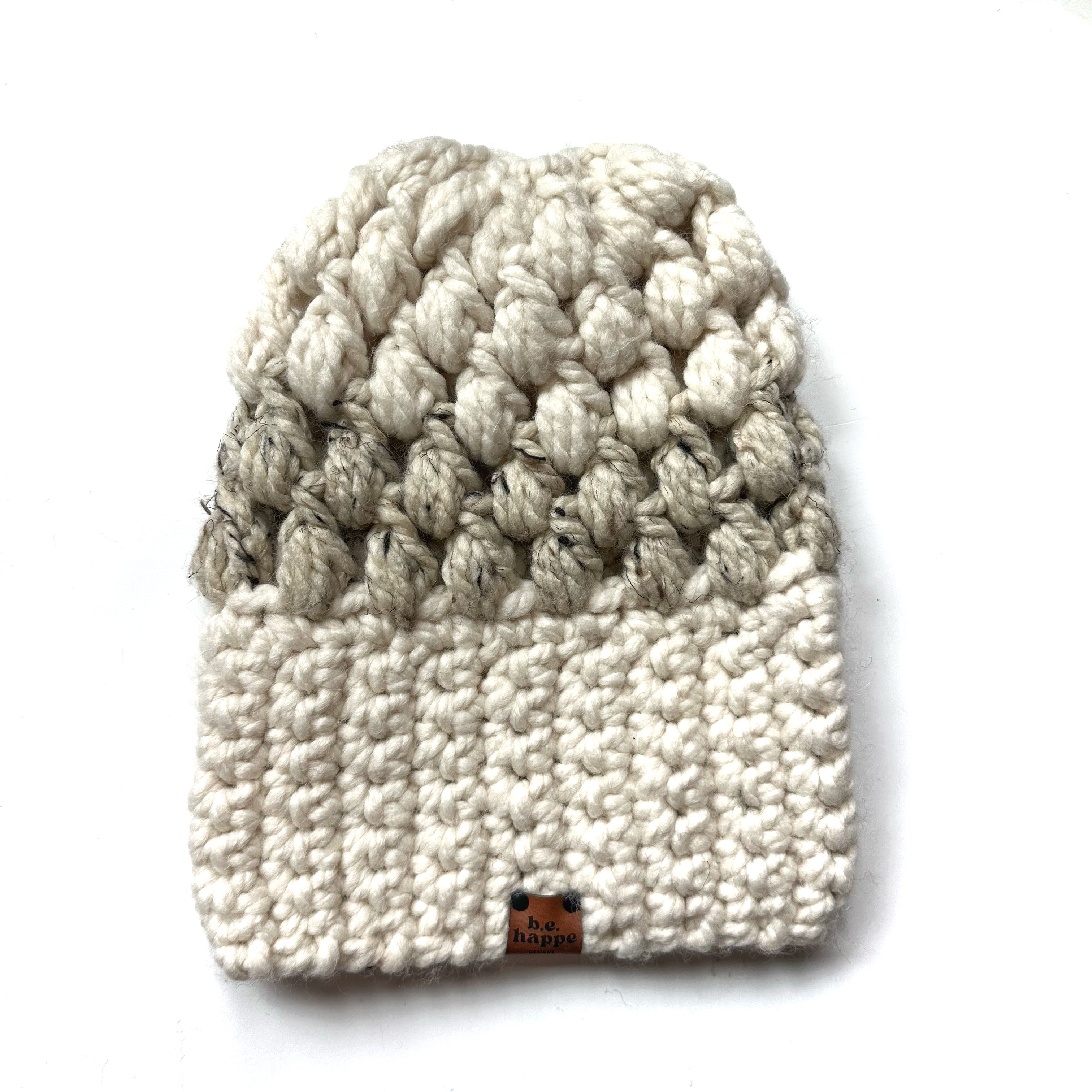 Crochet Slouch Hat |  Tan + Cream Slouchy Beanie - Adult from b.e.happe 