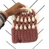 Crochet Puff Stitch Slouch Hat | Dusty Pink + Off White