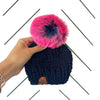 0-3 month Baby Solid Knit Pom Hat | Navy Blue