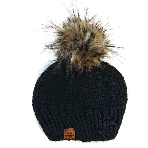 Adult Solid Knit Pom | Black