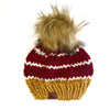 Toddler Stripe Knit Pom Pom Hat | Mustard Yellow  + Red