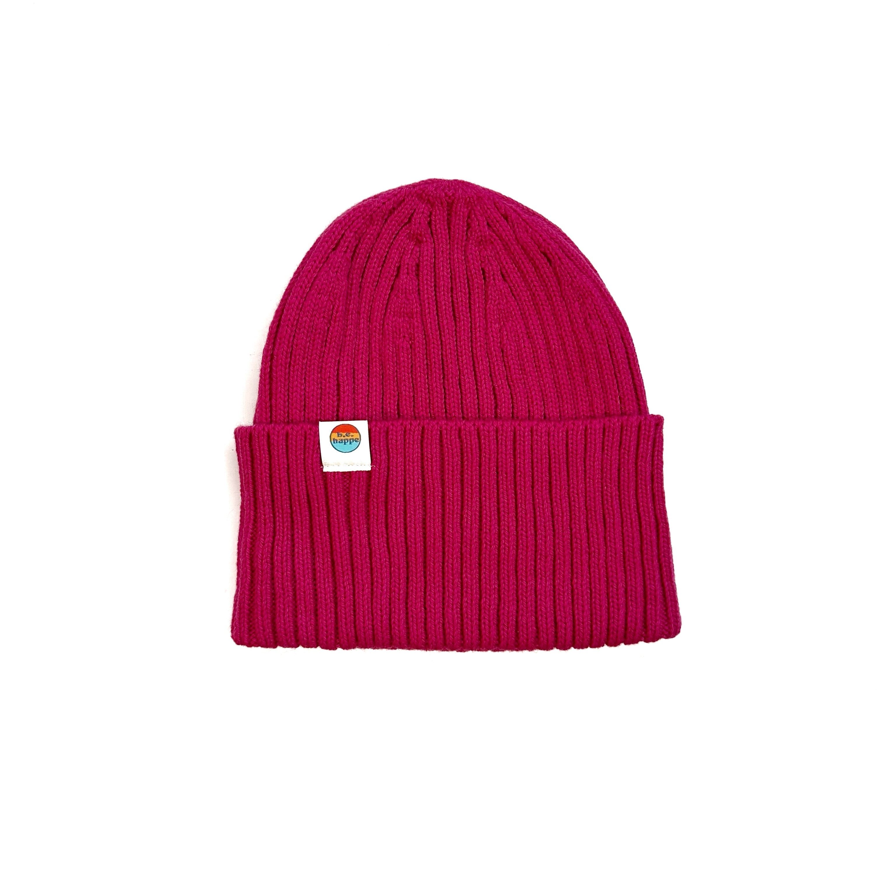 Ribbed Knit Beanie | Unisex Bright Pink Hat -  from b.e.happe 