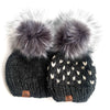 Toddler Knit Happe Hearts Hat | Charcoal + Off White