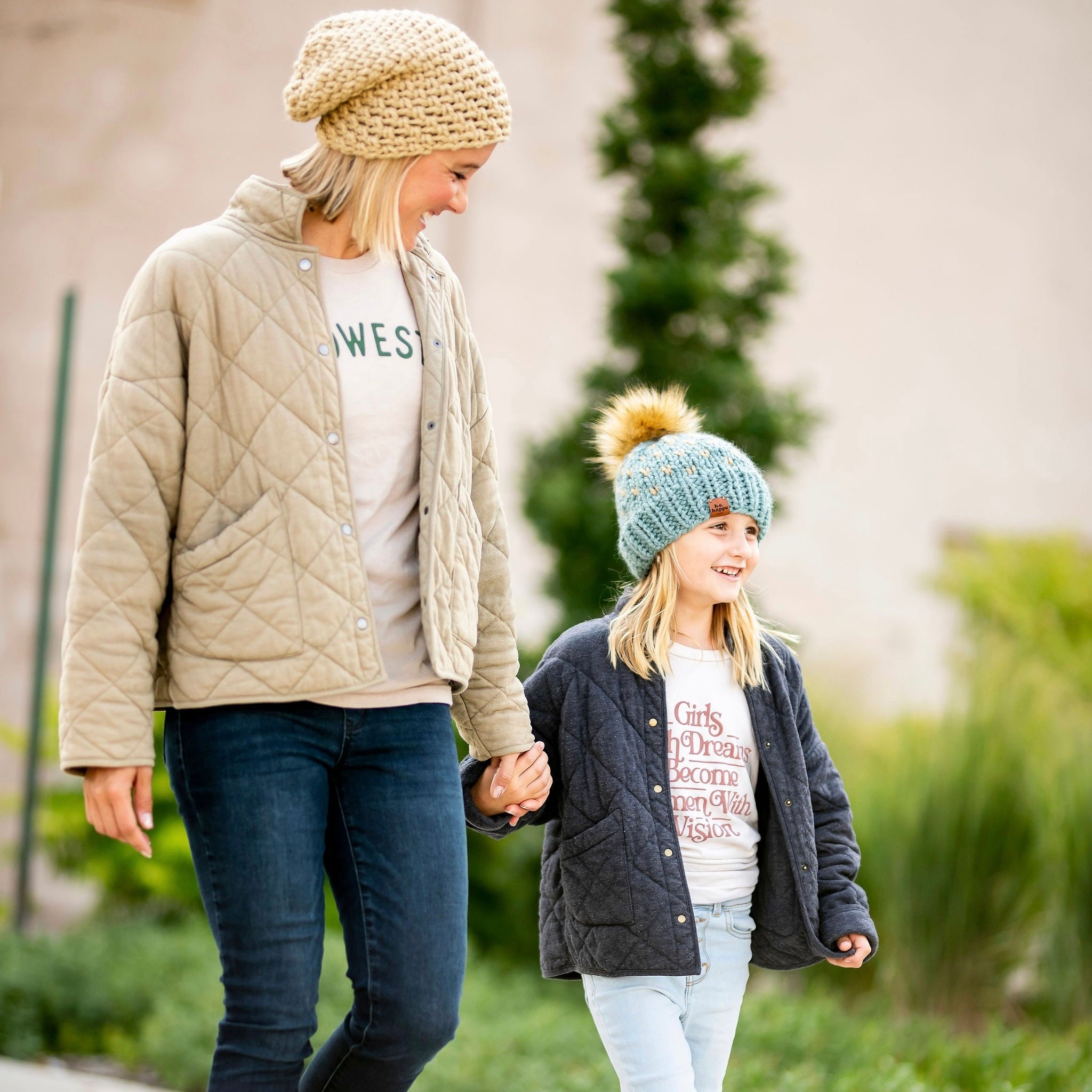 Mommy + Me Blue and Tan Hat Set -  from b.e.happe 
