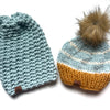 Mommy + Me Matching Beanies | Light Blue Pom Hat Set -  from b.e.happe 