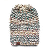 Multicolored knitted dog sweater on a white background