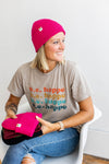 Ribbed knit beanie in pink