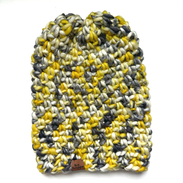 Simple Slouch Hat | 100% Wool Black + Yellow - Adult from b.e.happe 