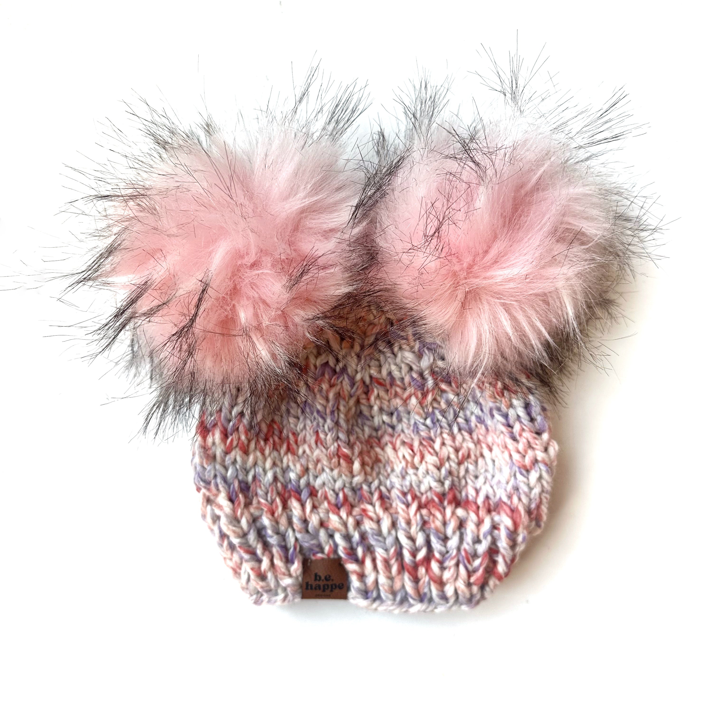 Toddler Knit Pom Hat | Pink Double Pom Beanie -  from b.e.happe 