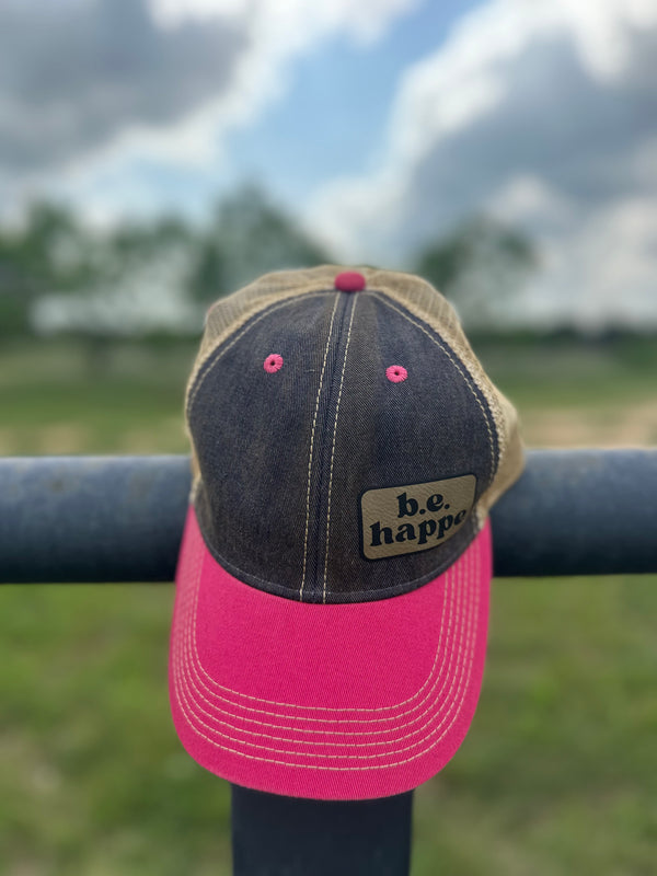 Unstructured Snapback Baseball Cap | Navy + Pink - Adult from b.e.happe 