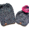 Adult Knit Pom Hat | Blue + Purple Pom Beanie - b.e.happe
