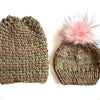 Adult Knit Pom Hat | Green Variegated Beanie - b.e.happe