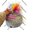 Adult Knit Pom Hat | Rainbow Stripe Beanie - b.e.happe
