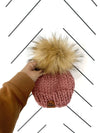 Adult Knit Pom Hat | Rose Pink Beanie - b.e.happe