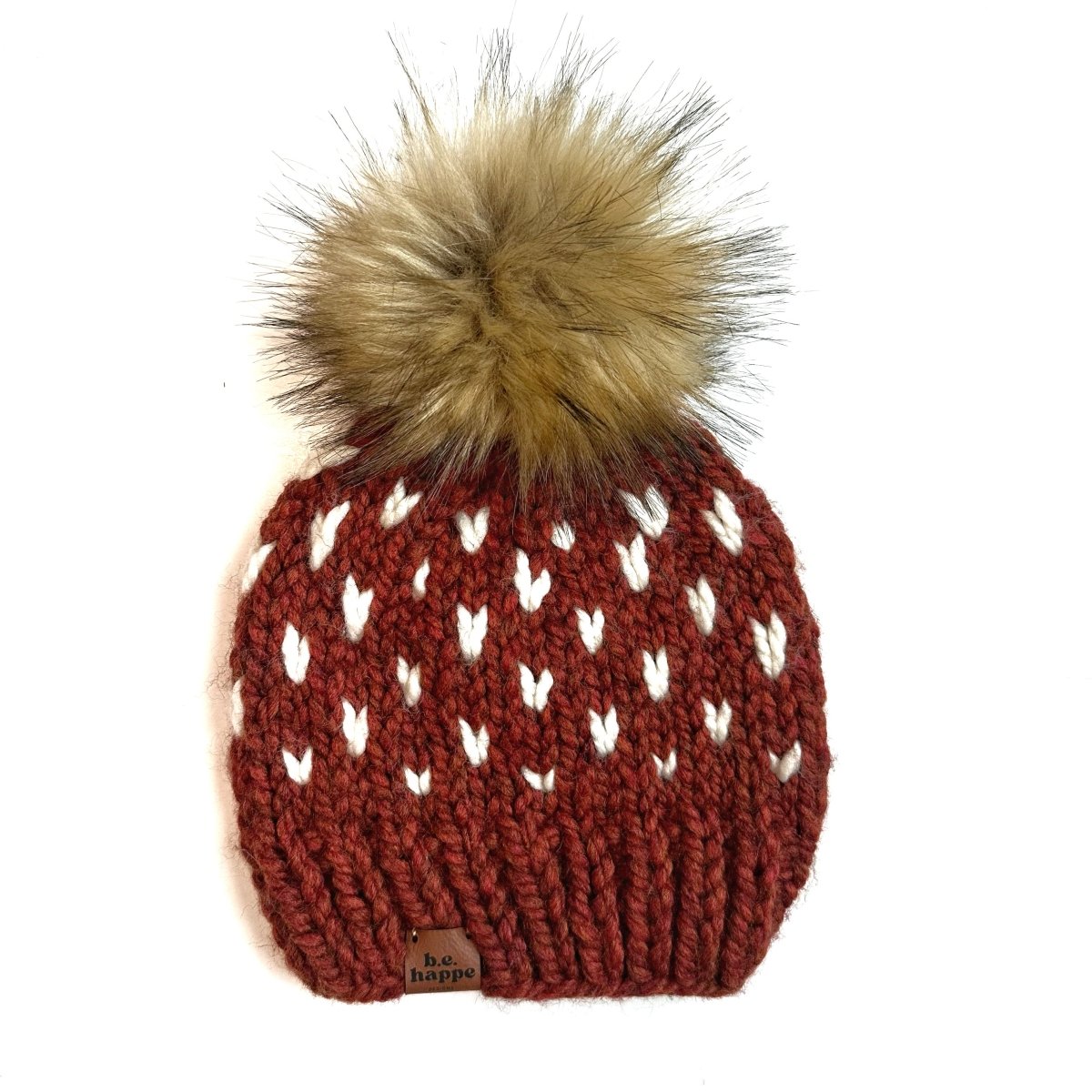 Adult Knit Pom Hat | Spice Heart Beanie - b.e.happe