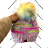 Adult Knit Pom Hat | Stripe Rainbow Beanie - b.e.happe