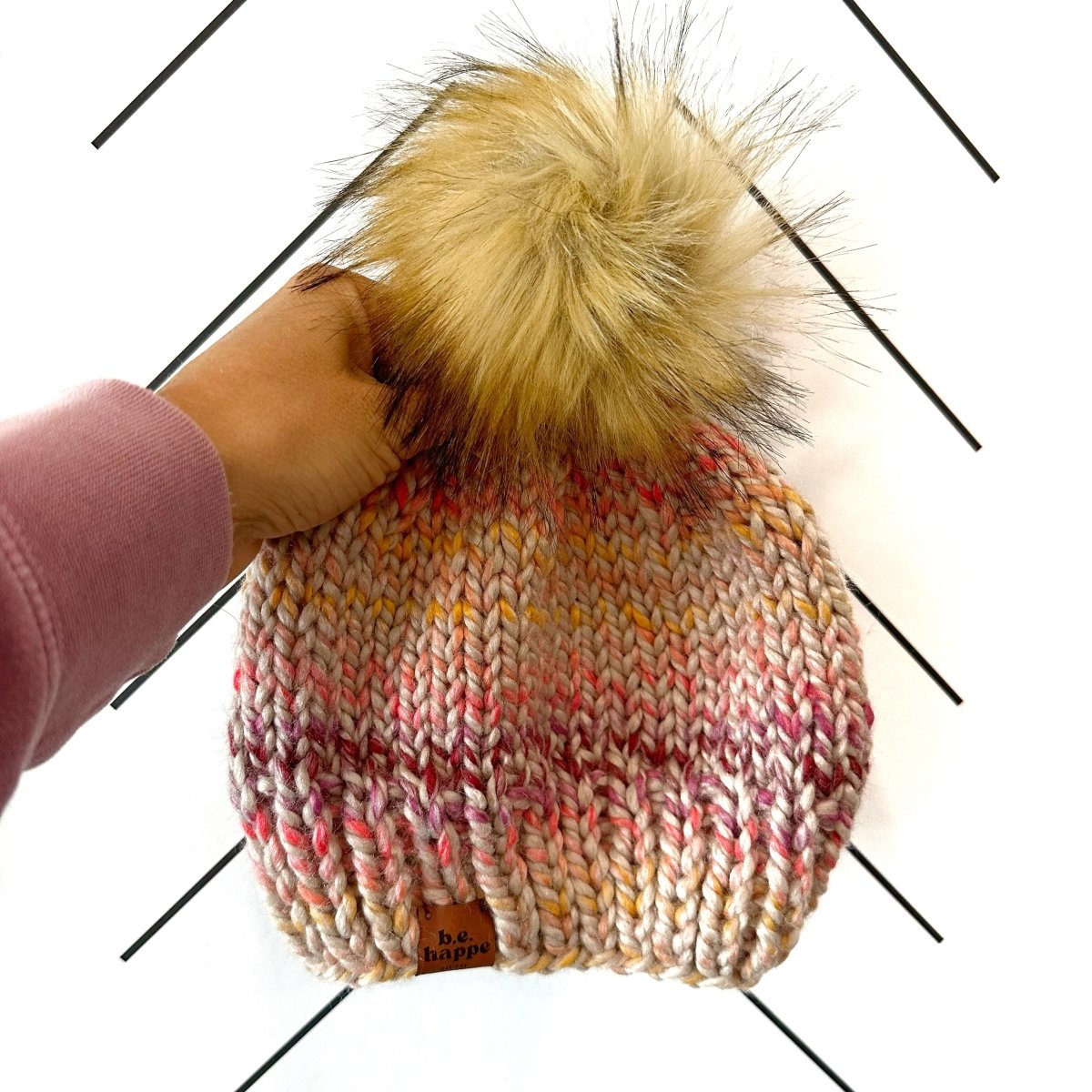 Adult Knit Pom Hat | Variegated Beanie - b.e.happe