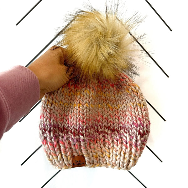 Adult Knit Pom Hat | Variegated Beanie - b.e.happe