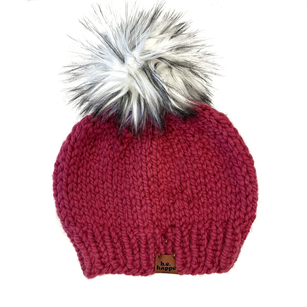 Adult Knit Pom Pom Hat | Pink Beanie - b.e.happe