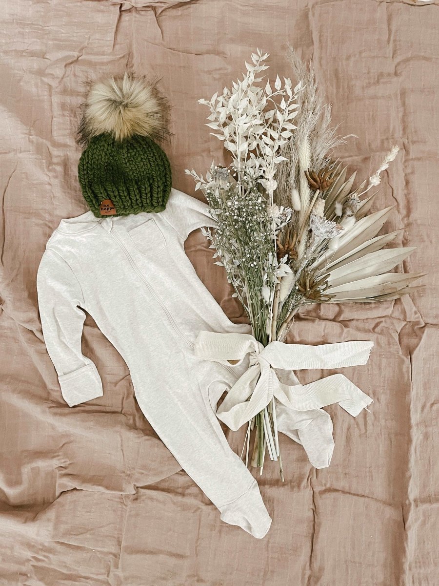 Adult Solid Knit Pom Hat | Cilantro Green - b.e.happe