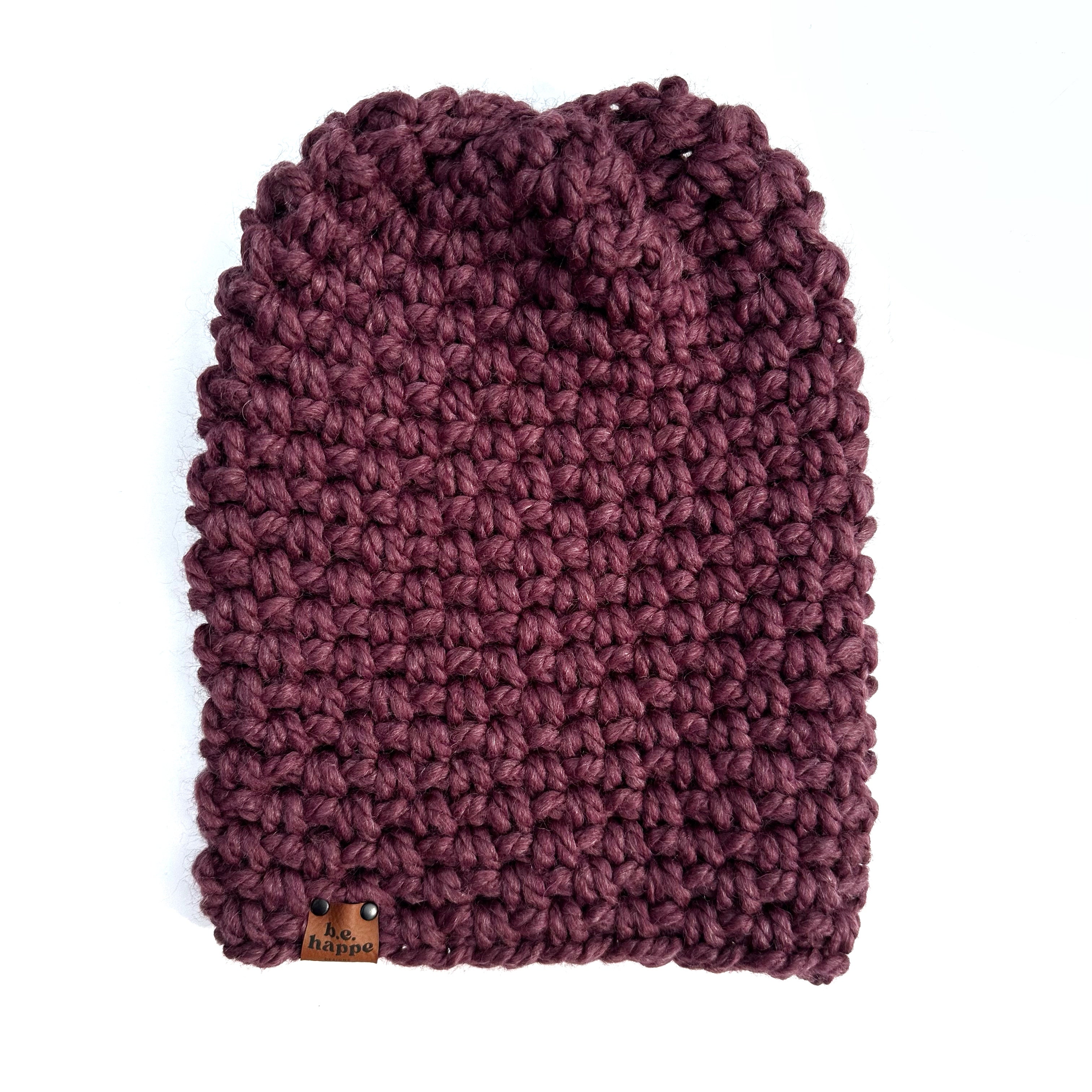 crochet slouchy beanie purple