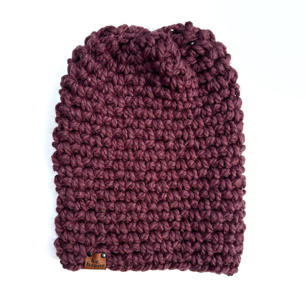 crochet slouchy beanie purple
