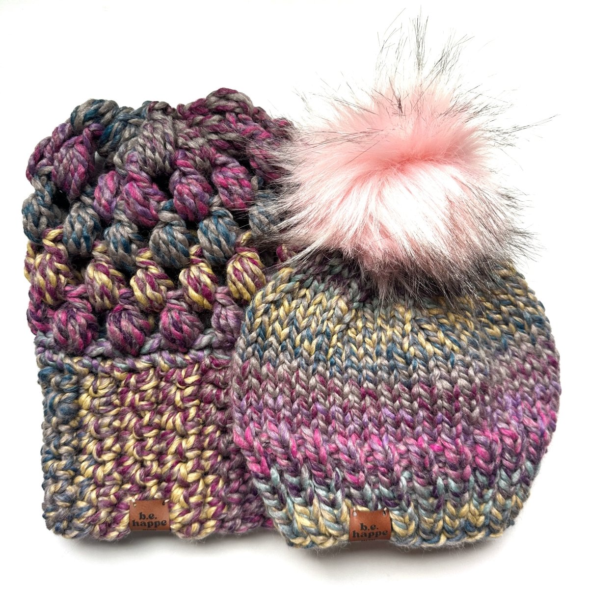 Baby Pom Pom Hat | Purple Variegated Beanie - b.e.happe