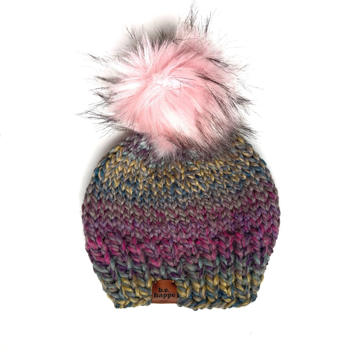 Baby Pom Pom Hat | Purple Variegated Beanie - b.e.happe