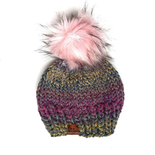 Baby Pom Pom Hat | Purple Variegated Beanie - b.e.happe