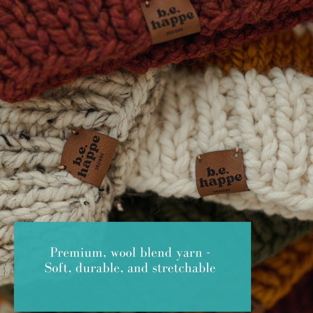 Off-White and Black Striped Pom Beanie | Women's Handmade Hat -  from b.e.happe 