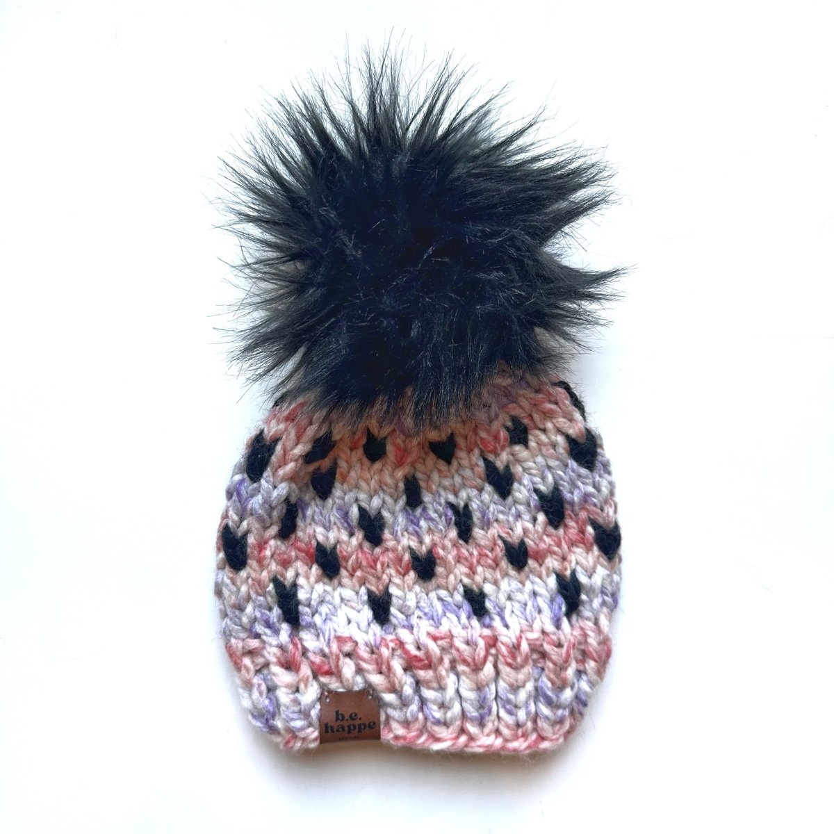 Black + Pink Mommy and Me Hat Set | Handcrafted Matching Beanies - b.e.happe