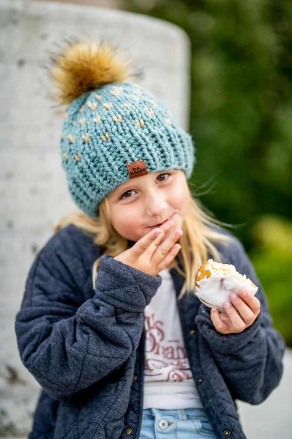 0-3 Month Baby Pom Hat | Succulent Heart Beanie - hat from b.e.happe 