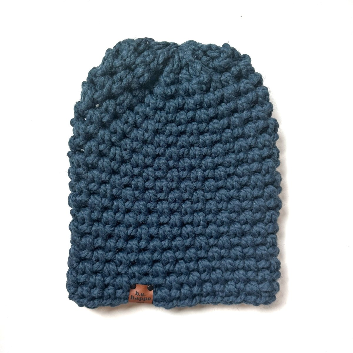 Crochet Simple Slouch Hat | Blue Beanie - b.e.happe