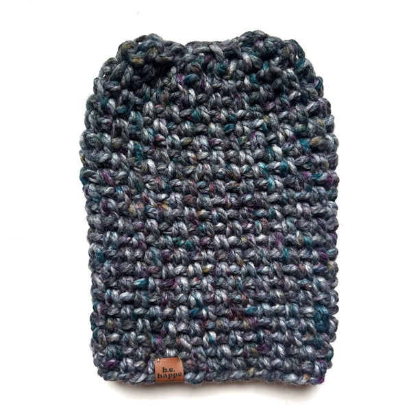 Crochet Simple Slouch Hat | Blue Purple Slouchy Beanie - b.e.happe