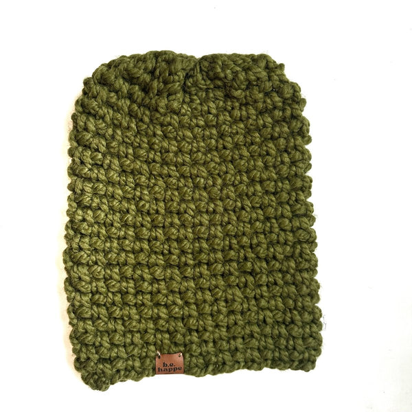 Crochet Simple Slouch Hat | Cilantro Green Slouchy Beanie - b.e.happe