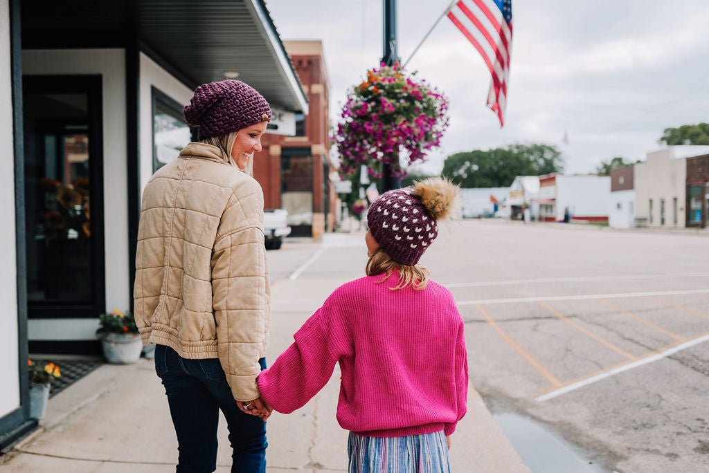 Crochet Simple Slouch Hat | Fig Purple Beanie - b.e.happe