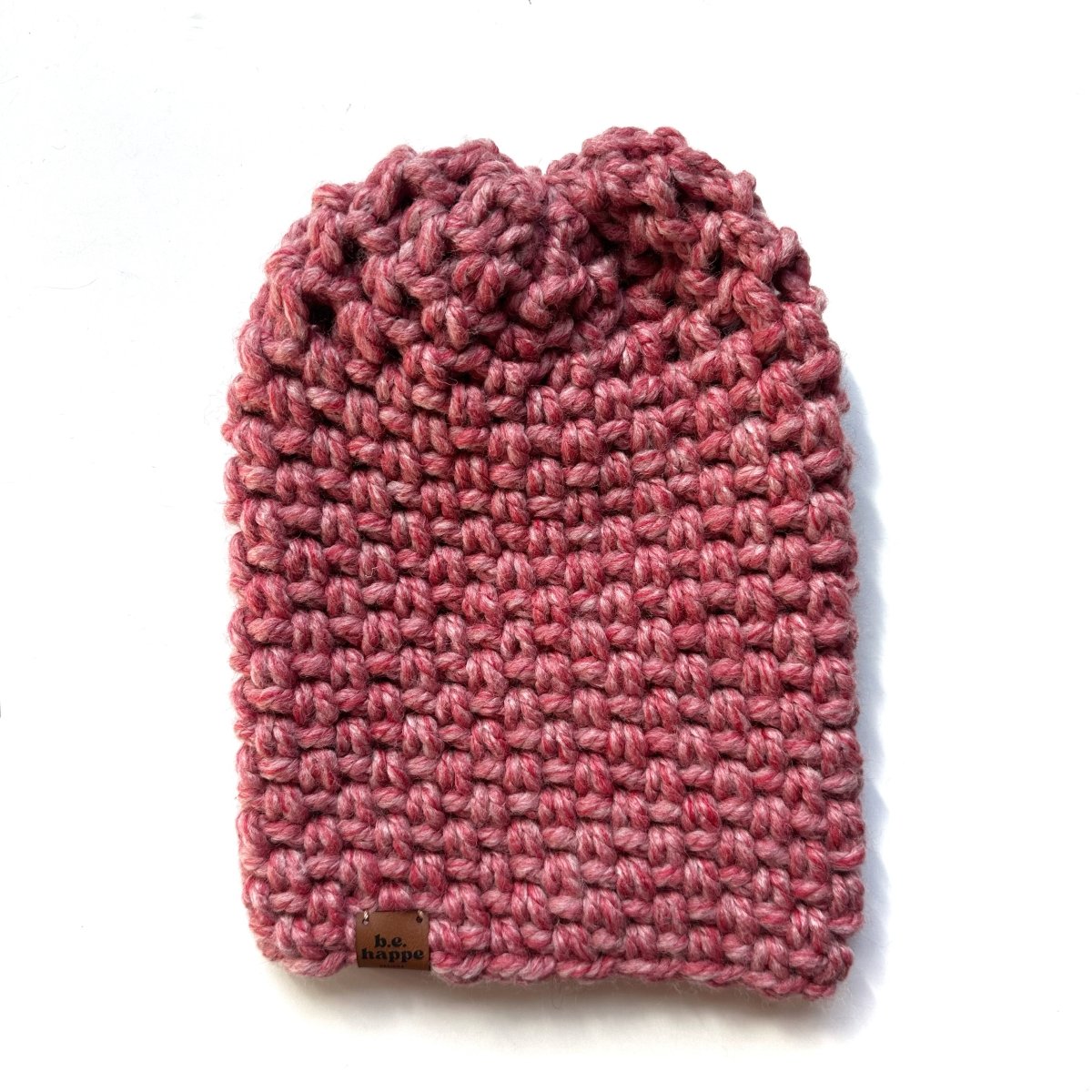 Crochet Simple Slouch Hat | Heathered Red Slouchy Beanie - b.e.happe