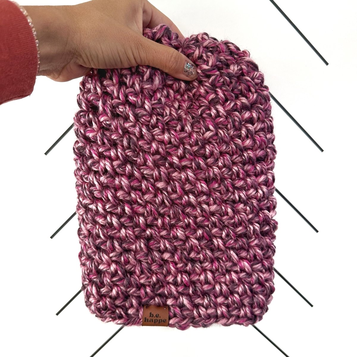 Crochet Simple Slouch Hat | Pink Wool Free Beanie - b.e.happe