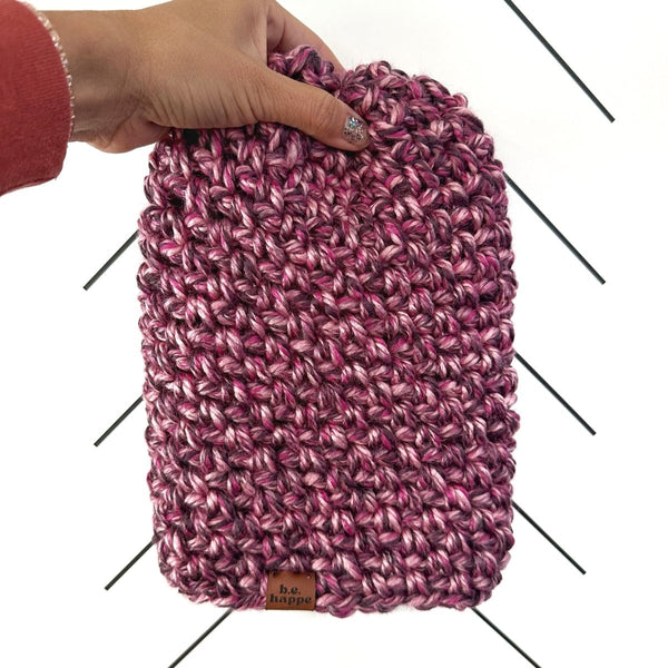 Crochet Simple Slouch Hat | Pink Wool Free Beanie - b.e.happe