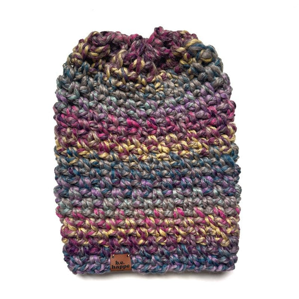 Crochet Simple Slouch Hat | Purple Slouchy Beanie - b.e.happe